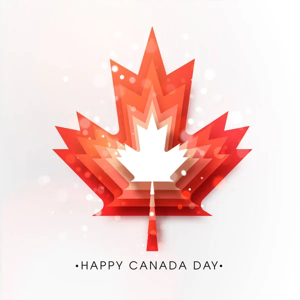 Happy Canada Day Poster Design Red Paper Cut Layer Maple — Stock Vector
