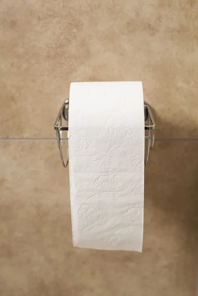 Рулон туалетной бумаги в держателе — стоковое фото