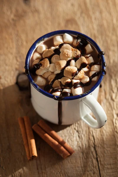 S'mores varm choklad mini marshmallows kanel vintern dryck — Stockfoto