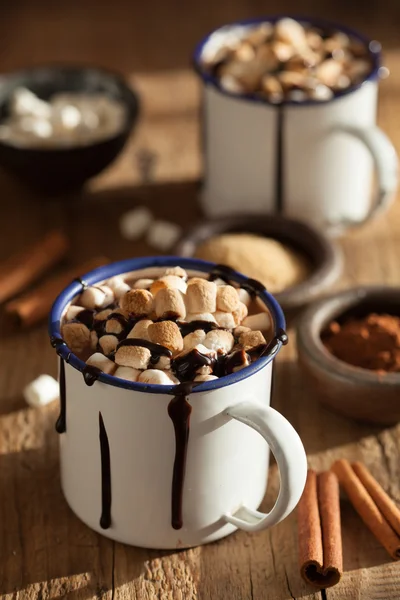 С 'моры горячий шоколад мини зефир с корицей зимний напиток — стоковое фото