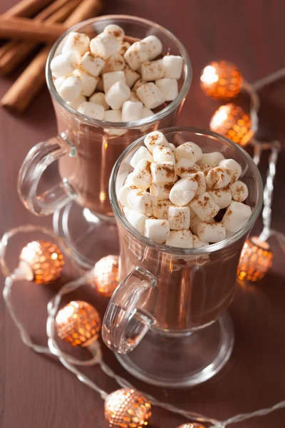 シナモンの小型マシュマロ冬の飲み物でホット チョコレート — ストック写真