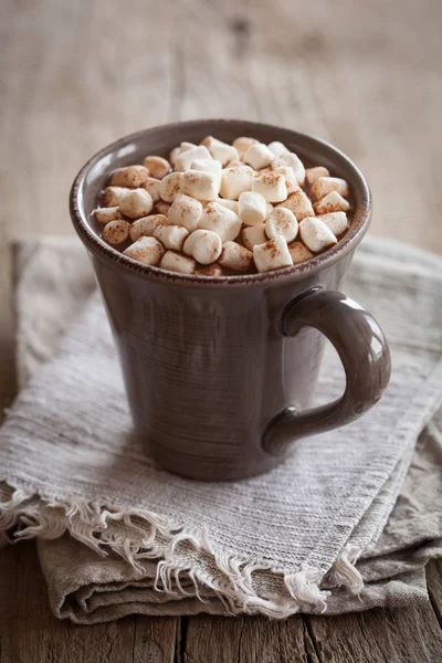 Cokelat panas dengan mini marshmallow minuman hangat — Stok Foto