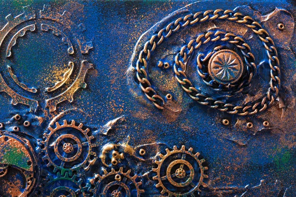 Handmade steampunk fundo mecânica engrenagens rodas — Fotografia de Stock