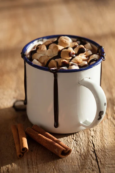 S'mores varm choklad mini marshmallows kanel vintern dryck — Stockfoto