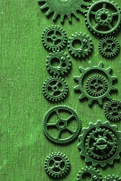 Engranajes mecánicos steampunk ruedas verdes — Foto de Stock