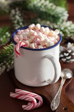 mini lokum şekeri ile sıcak çikolata