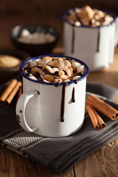 S'mores гарячий шоколад міні зефір кориця зимовий напій — стокове фото