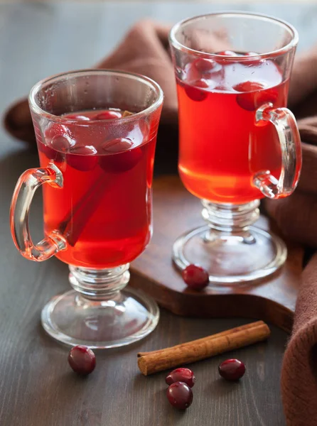 Hot cranberry tea with cinnamon warming drink — Stock Photo, Image