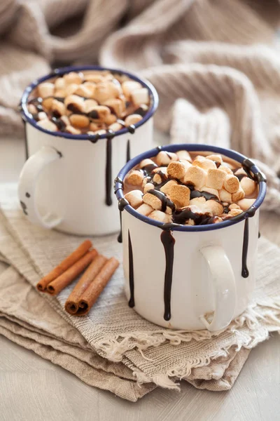 S'mores horké čokoládové mini marshmallows skořicový nápoj — Stock fotografie