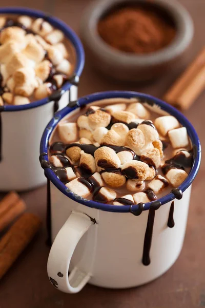 S 'mores chocolate quente mini marshmallows canela bebida de inverno — Fotografia de Stock