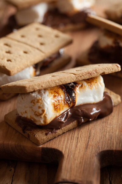 домашние зефирные зефирки с шоколадом на крекерах
