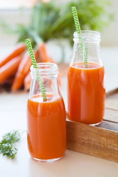 Suco de cenoura fresca e legumes — Fotografia de Stock