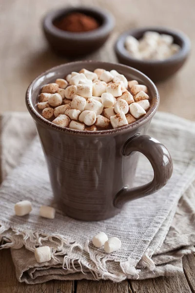 Varm choklad med mini marshmallows uppvärmningen drink — Stockfoto