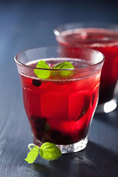 Refreshing blueberry drink with lime and mint — Stock Photo, Image