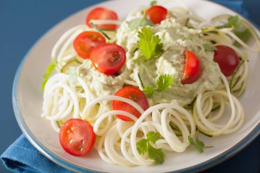 spiralized kabak salatası giyinme, avokado sağlıklı vegan 