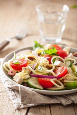 Kabak salatası Yunan Biberi domates peynir zeytin c ile spiralized