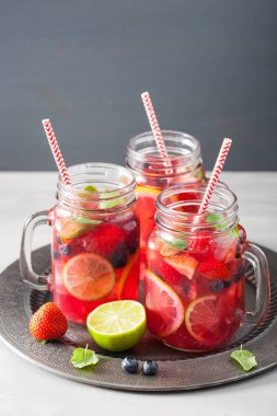 Yaz berry limonata limon ve nane mason kavanoza