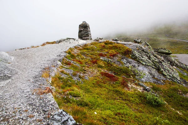 霧 wea の観光道路から 55 Sognefjellsvegen を見る — ストック写真