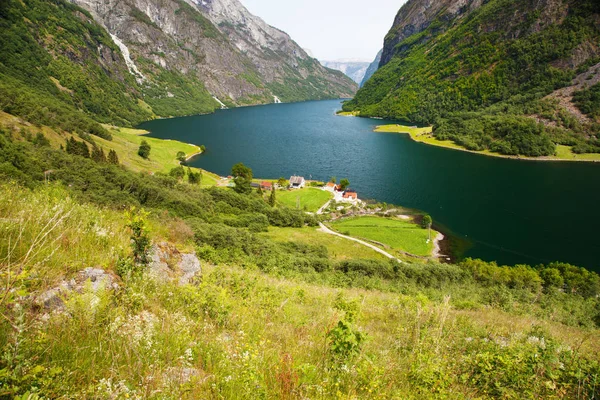 Vista sul Naeroyfjord in Norvegia — Foto Stock