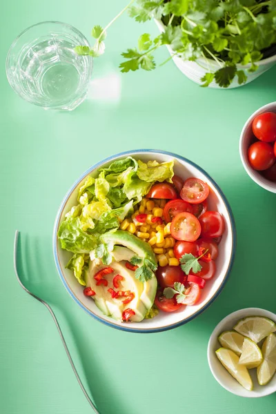 domates ve Mısır sağlıklı vegan Avokado salatası