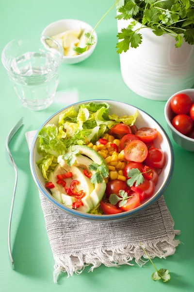 domates ve Mısır sağlıklı vegan Avokado salatası