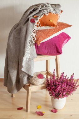 renkli minderler rahat ev sonbahar ruh çiçek yaprak atmak