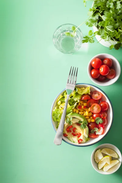 domates ve Mısır sağlıklı vegan Avokado salatası