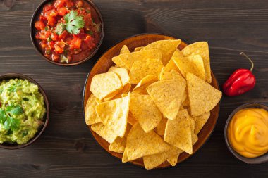 Meksika Nacho tortilla cips Guakamole, salsa ve peynir d ile