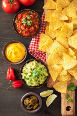 Meksika Nacho tortilla cips Guakamole, salsa ve peynir d ile