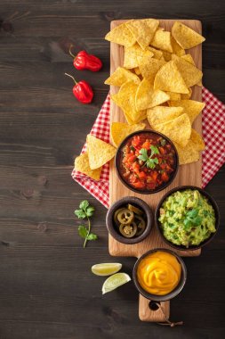 Meksika Nacho tortilla cips Guakamole, salsa ve peynir d ile