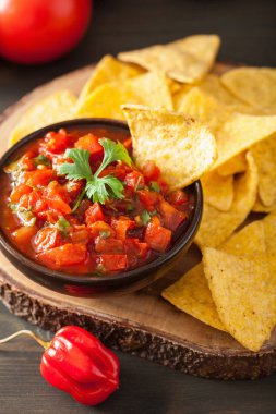 Meksika salsa sosu ve cips tortilla cips