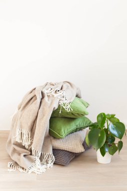 gri ve yeşil yastıkları rahat ev