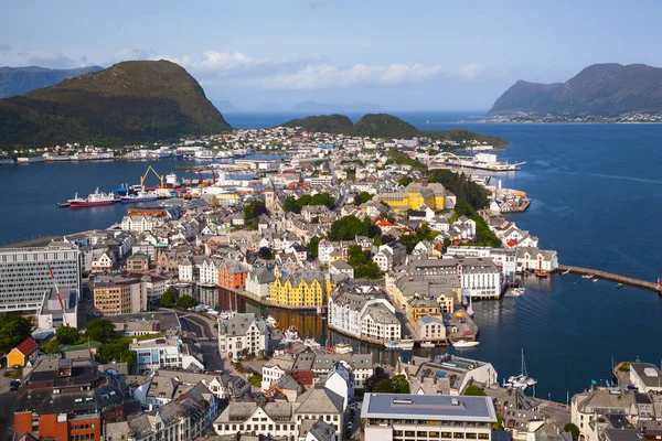 Pohled Alesund z Fjellstua hlediska, Norsko — Stock fotografie