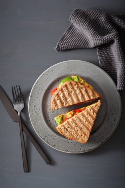 grilled cheese sandwich with avocado and tomato clipart