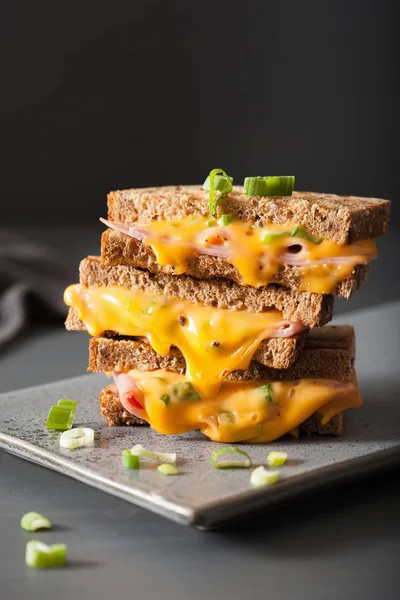 Grillezett sonkás-sajtos szendvics — Stock Fotó