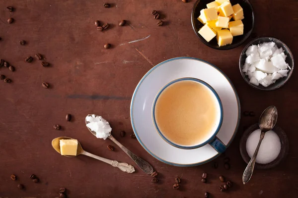 Kugelsicherer Kaffee Keto Paläo Getränk Mit Butter Und Kokosöl — Stockfoto