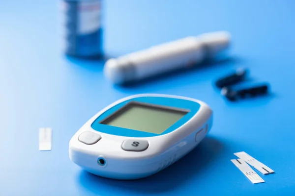 Glucometer Ketometer Lancet Strips Voor Zelfcontrole Van Het Bloedglucose Ketonniveau — Stockfoto