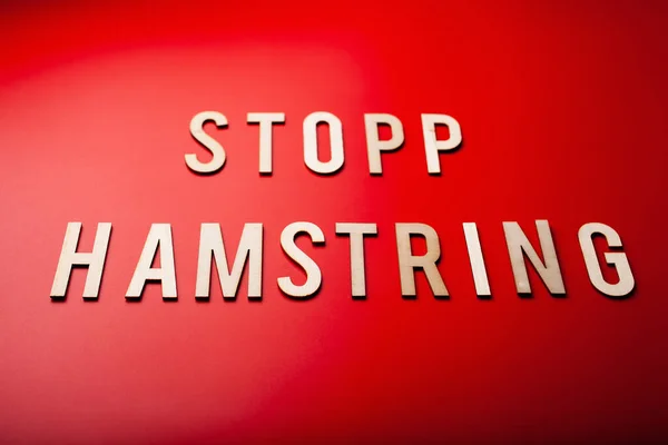Stopp Hamstring Norwegian Word Text Wooden Letter Red Background Coronavirus — 스톡 사진