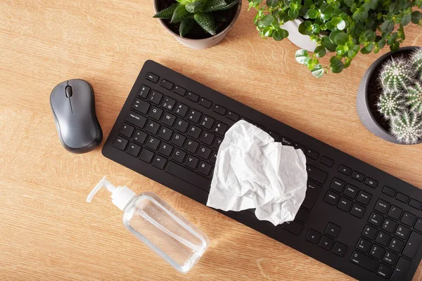 disinfecting wireless keyboard and computer mouse, eliminating germs coronavirus bacteria