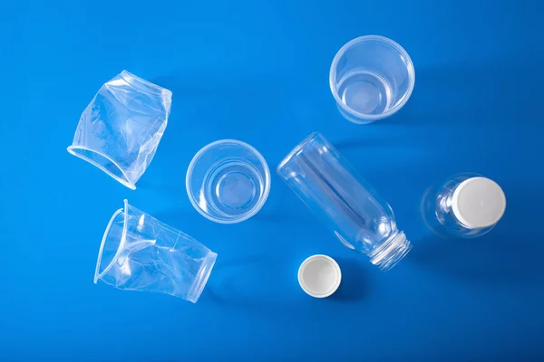 Plastic Flessen Voor Eenmalig Gebruik Beker Concept Van Recycling Van — Stockfoto