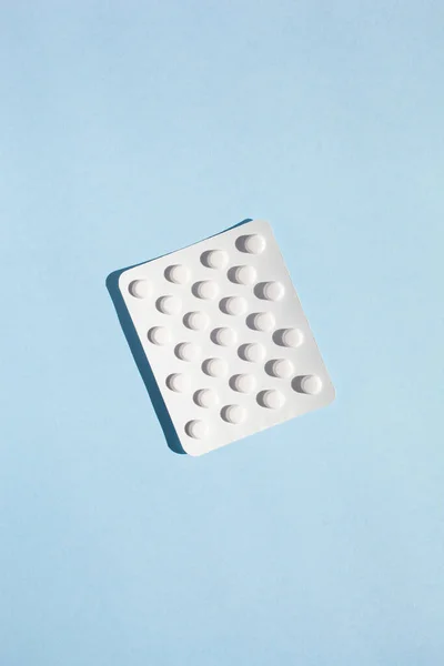 Pílulas Blister Branco Medicina Tratamento Médico Vírus Gripe Doença — Fotografia de Stock
