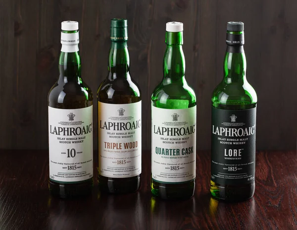 Trondheim Norwegia Mai 2020 Laphroaig Single Malt Whisky Lat Ćwierćbeczka — Zdjęcie stockowe