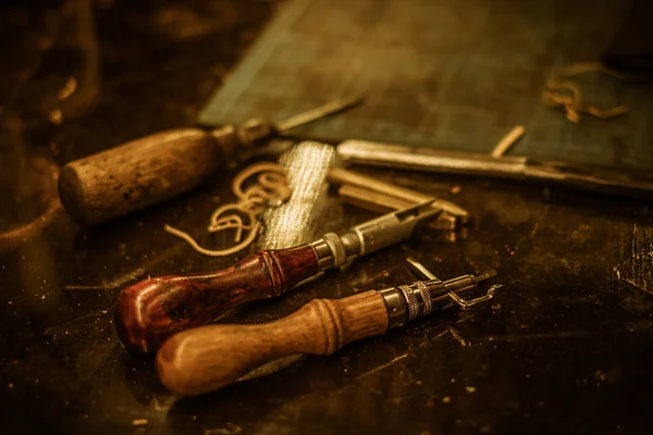 Blacksmith tools for making leather covers — Stock Photo, Image