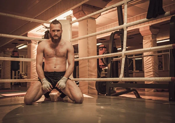 Professional fighter warm-up on training ring — Stock Photo, Image