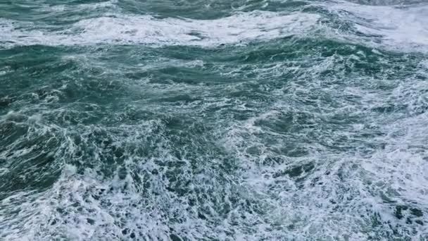 이탈리아의 풀리아주 해안에 있는 폭풍치는 바다 — 비디오