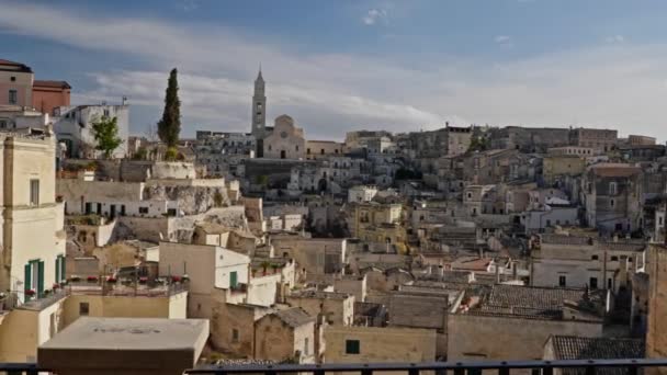 Güzel bir Matera kasabası manzarası, İtalya — Stok video