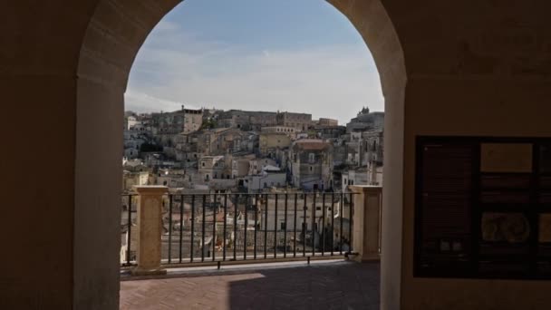 Vista de una hermosa ciudad de Matera, Italia — Vídeos de Stock