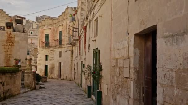 Güzel bir Matera kasabası manzarası, İtalya — Stok video