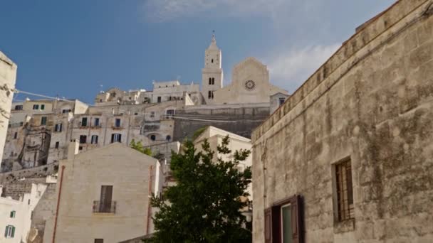 Vista de una hermosa ciudad de Matera, Italia — Vídeos de Stock