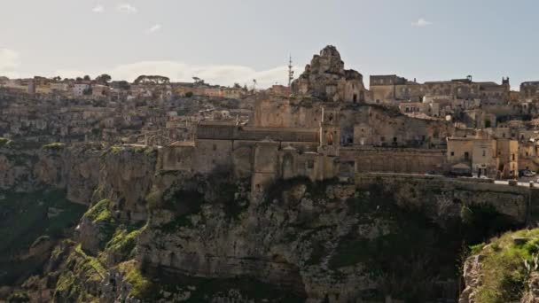 Vista de una hermosa ciudad de Matera, Italia — Vídeos de Stock